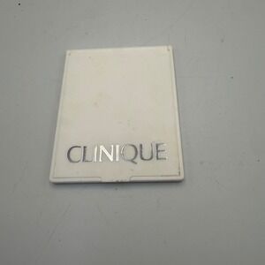 Clinique Compact Travel Mirror White Folding Portable Makeup Mirror Logo